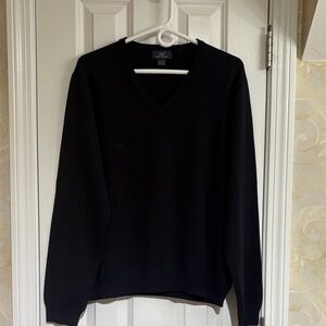 Brooks Brothers “346” Men's Navy Merino Wool Blend V-Neck Sweater. NWOT